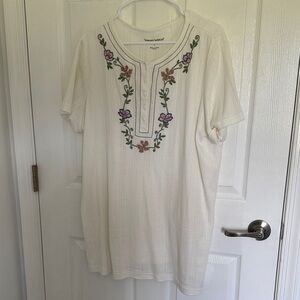 Woman Within Cream Floral Embroidered Top
